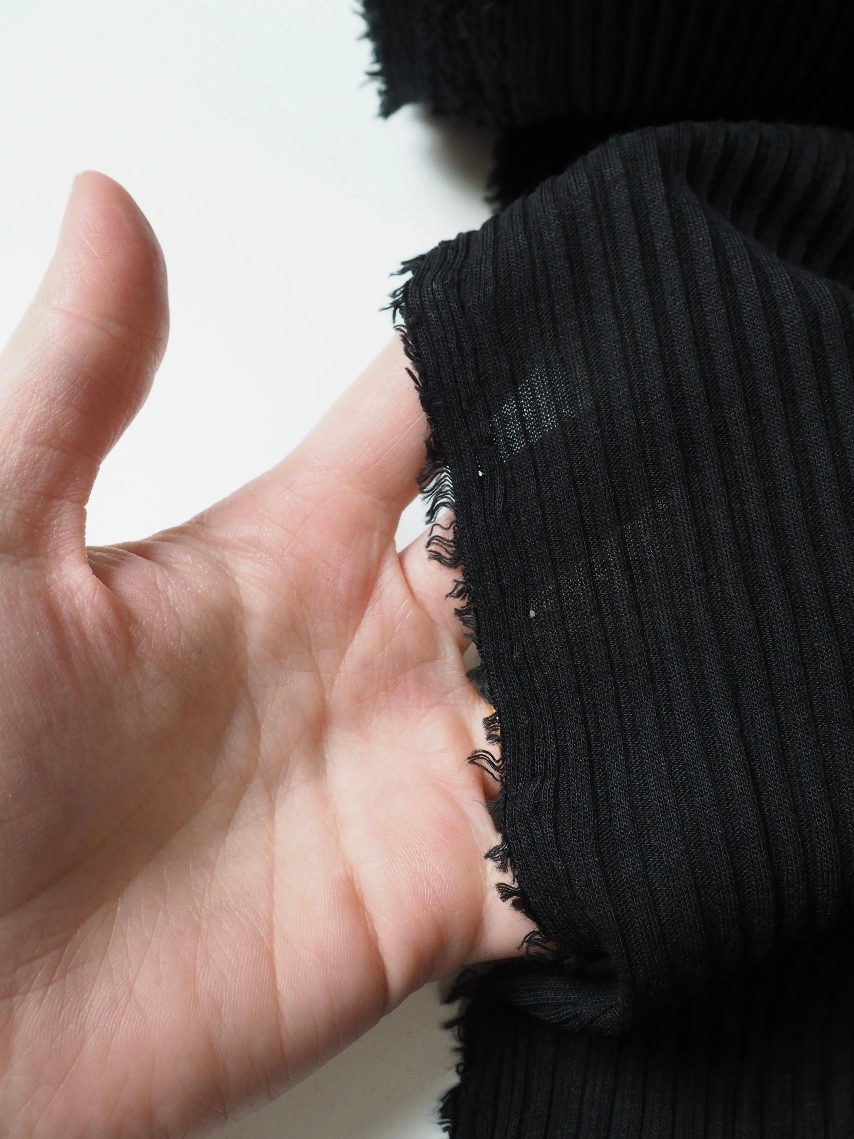 Black Lightweight Cotton Wide Rib Jersey