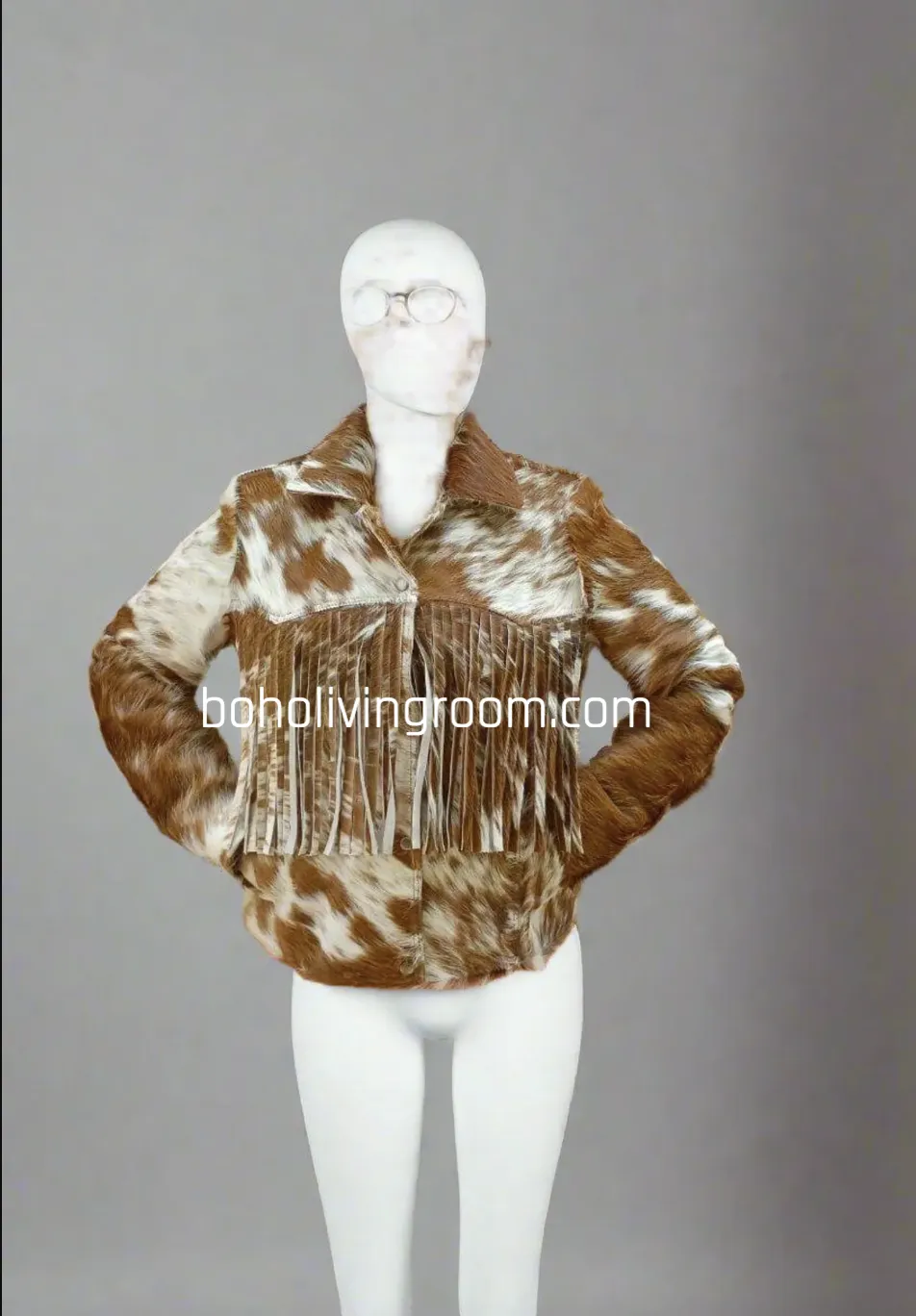 Brown White Cowhide Fur Jacket