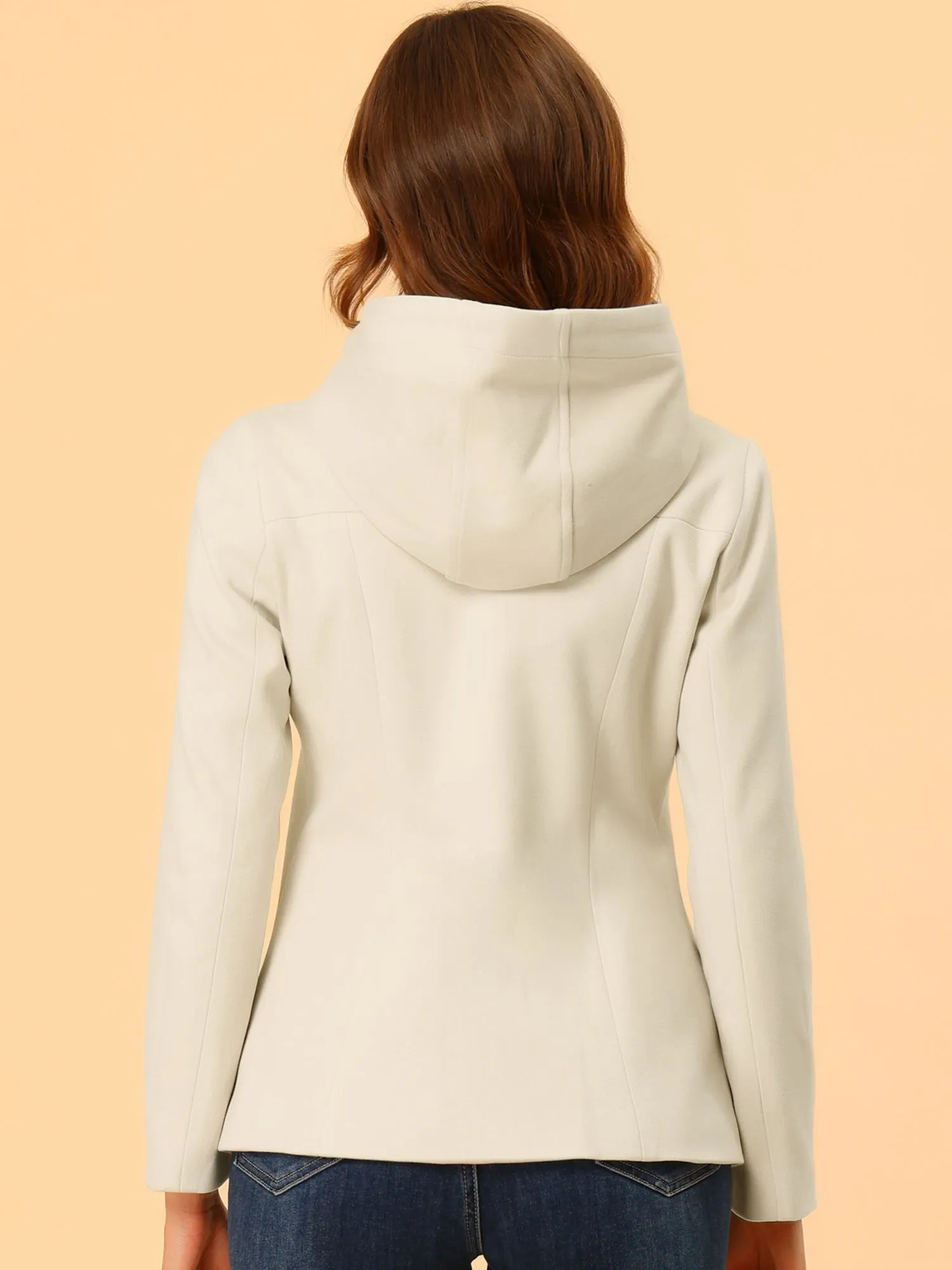 Casual Winter Outwear Hooded Button Toggle Pea Coat