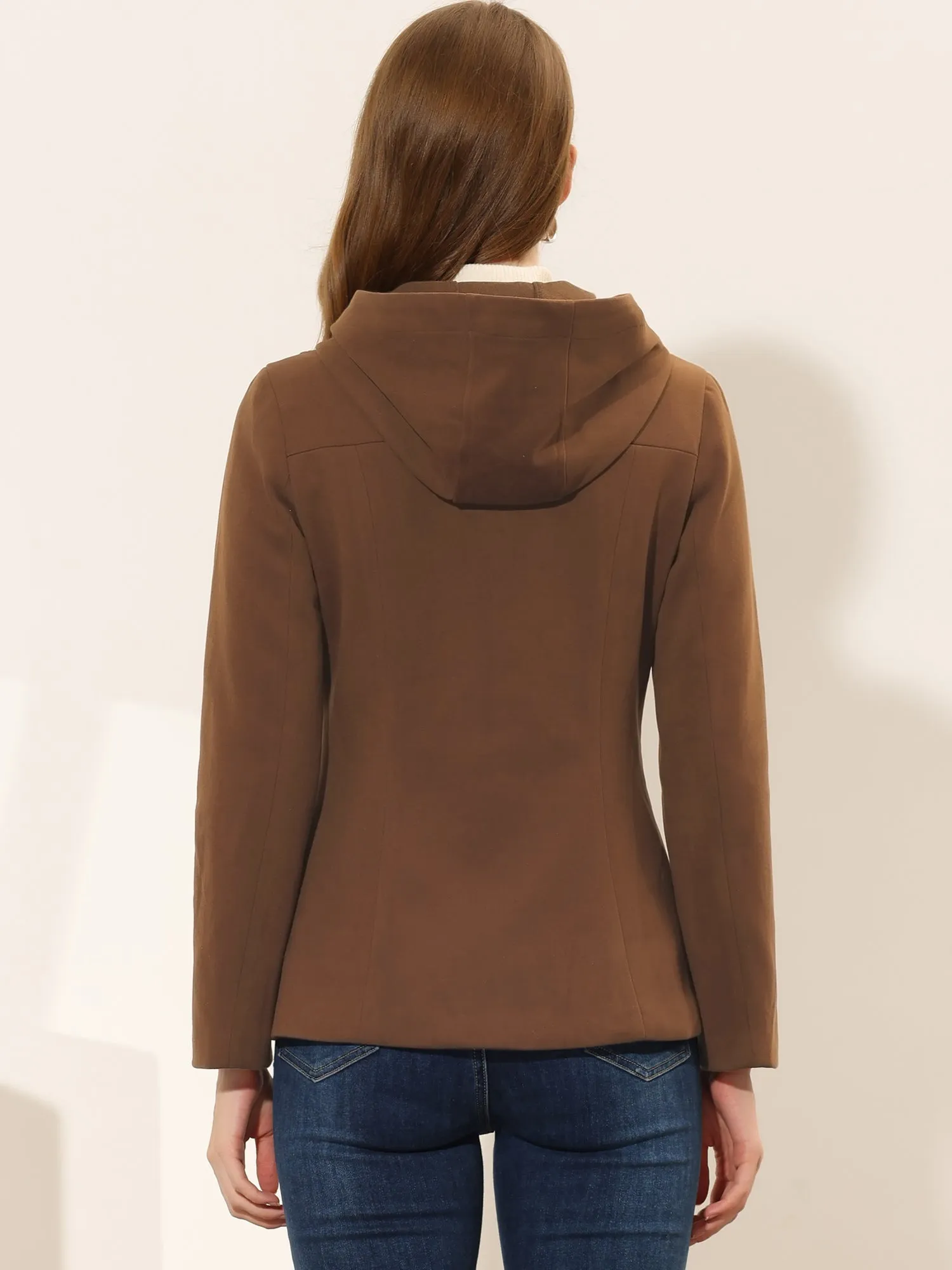 Casual Winter Outwear Hooded Button Toggle Pea Coat