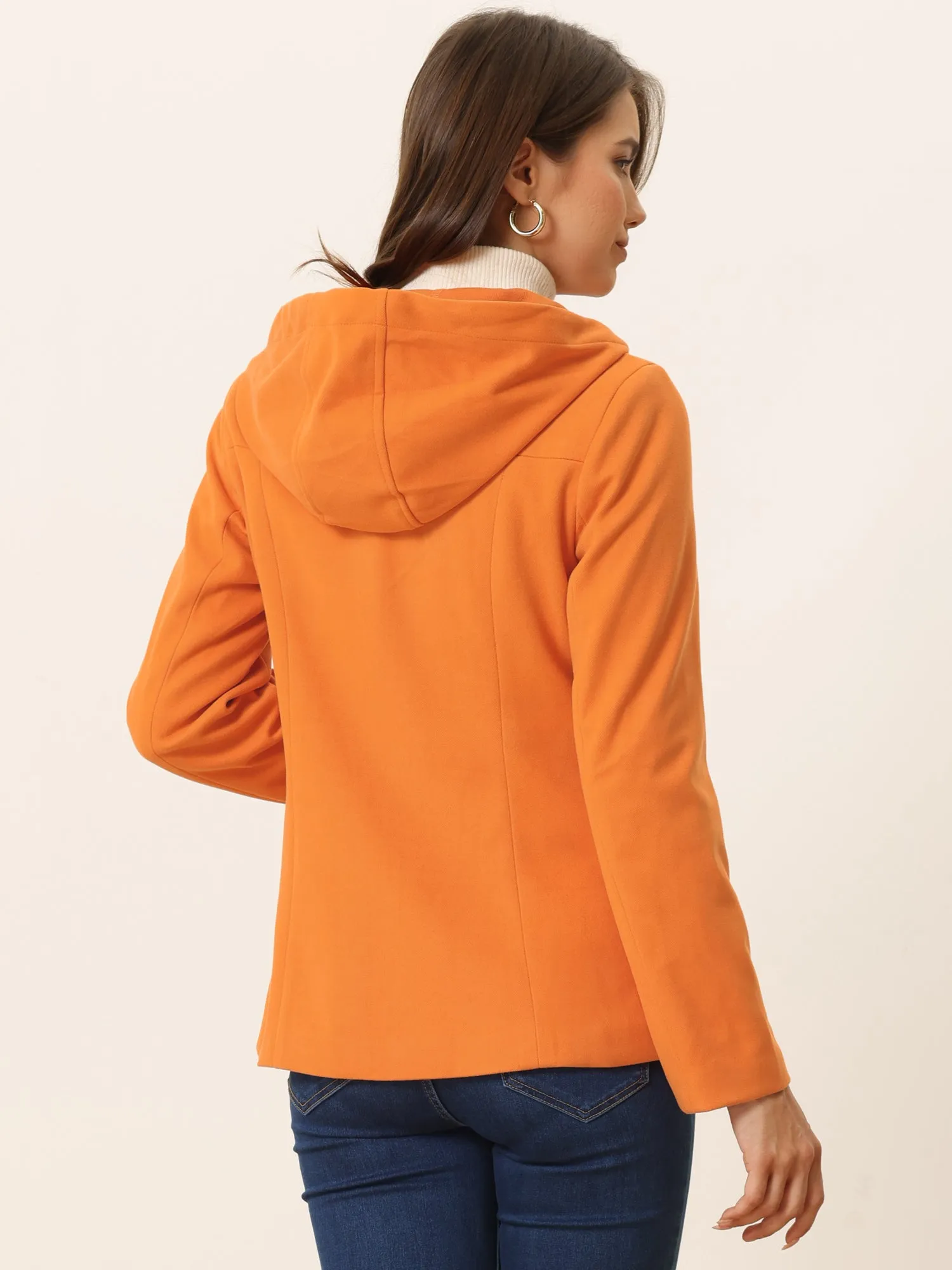 Casual Winter Outwear Hooded Button Toggle Pea Coat