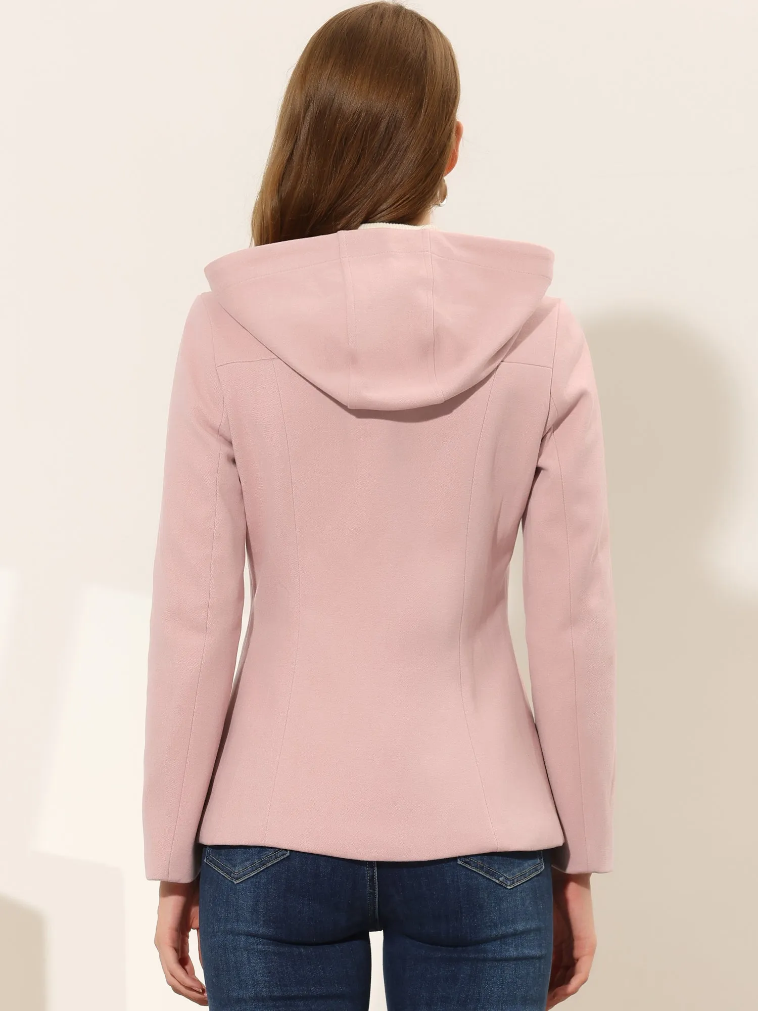 Casual Winter Outwear Hooded Button Toggle Pea Coat