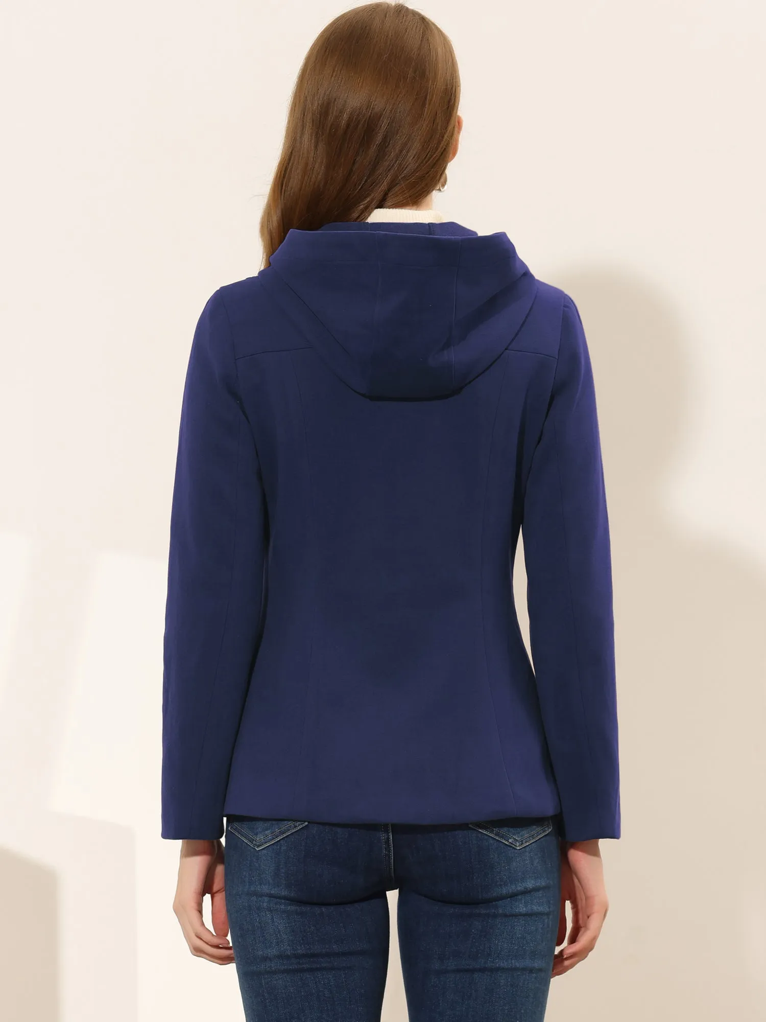 Casual Winter Outwear Hooded Button Toggle Pea Coat
