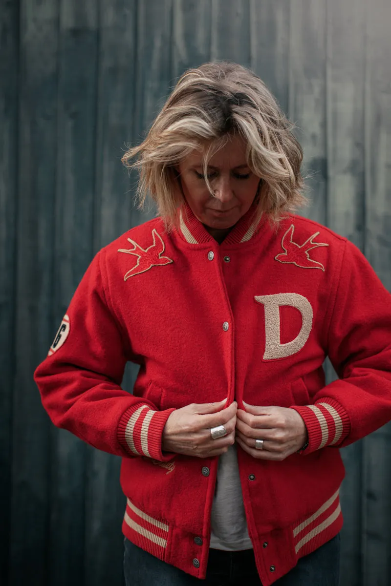 Damsons Nancy Baseball Jacket Vintage Red