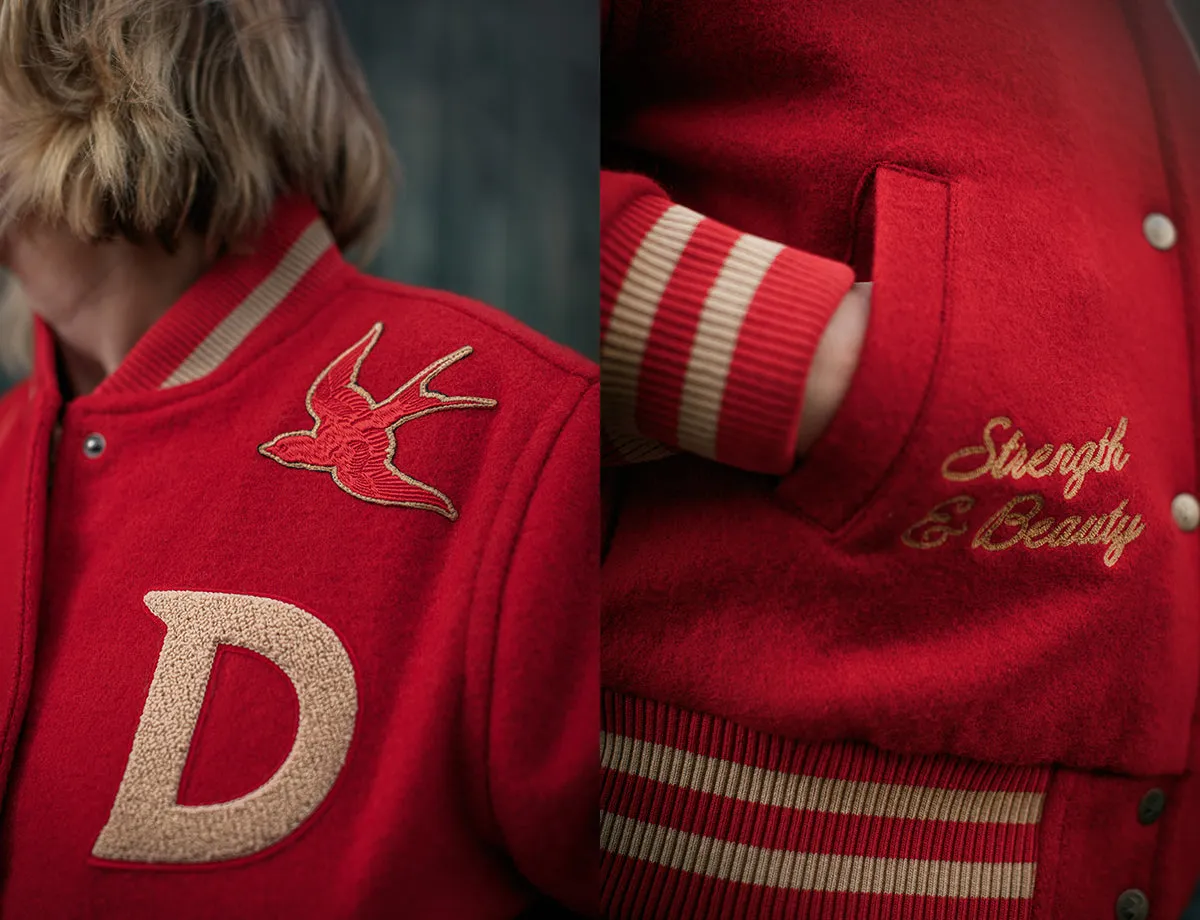 Damsons Nancy Baseball Jacket Vintage Red