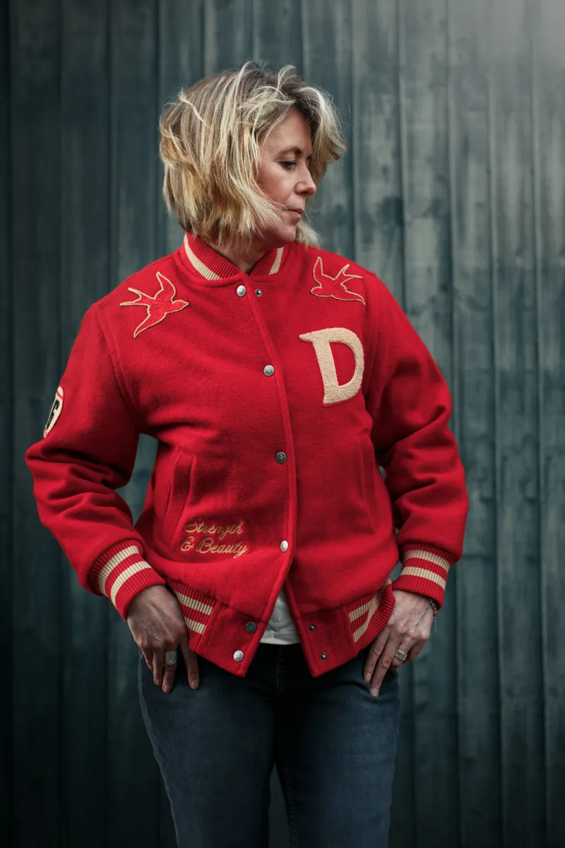 Damsons Nancy Baseball Jacket Vintage Red