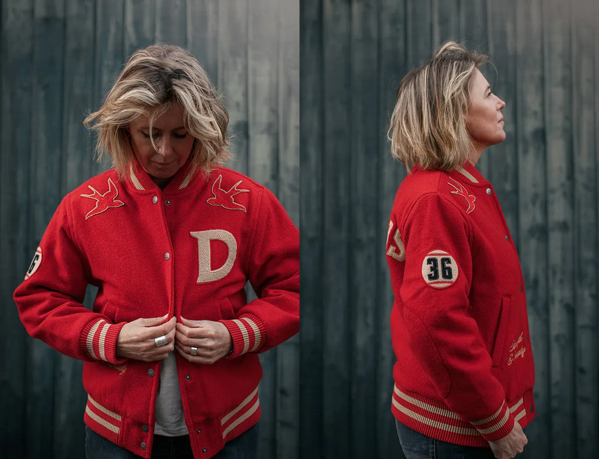 Damsons Nancy Baseball Jacket Vintage Red