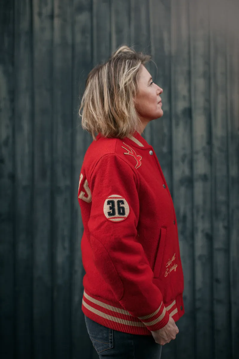 Damsons Nancy Baseball Jacket Vintage Red