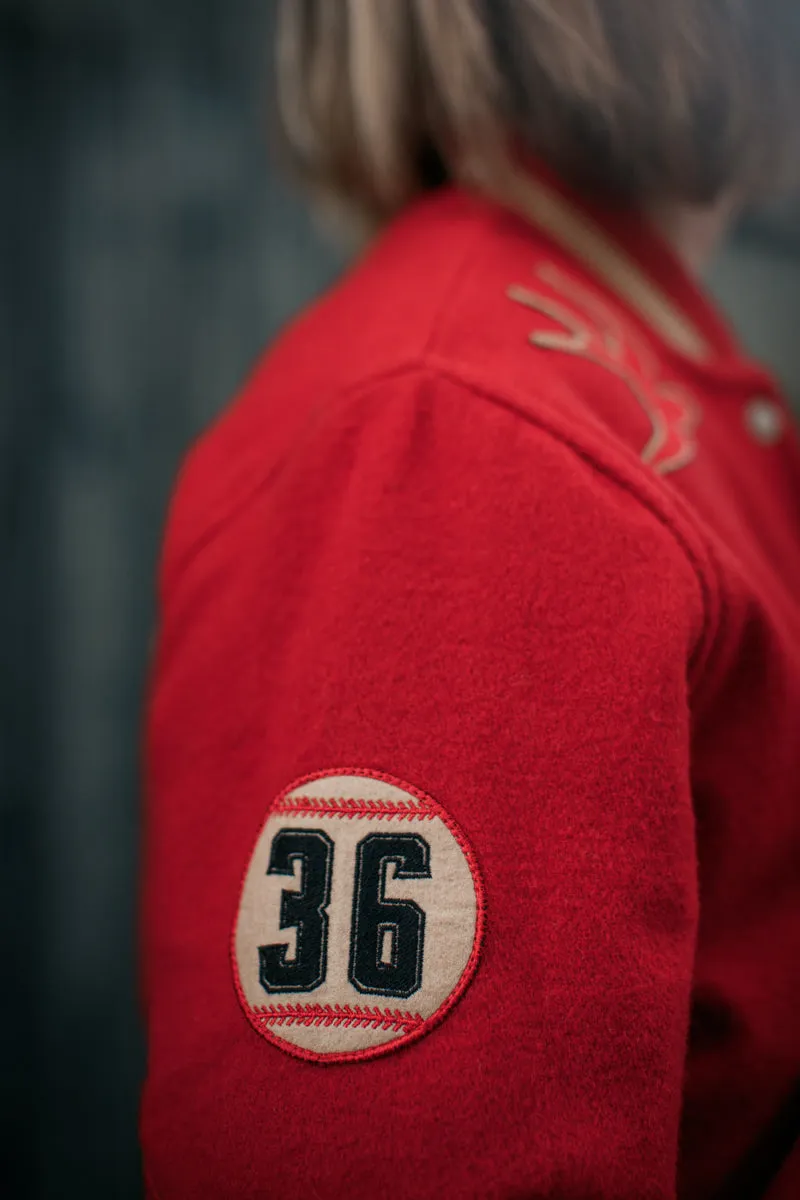 Damsons Nancy Baseball Jacket Vintage Red