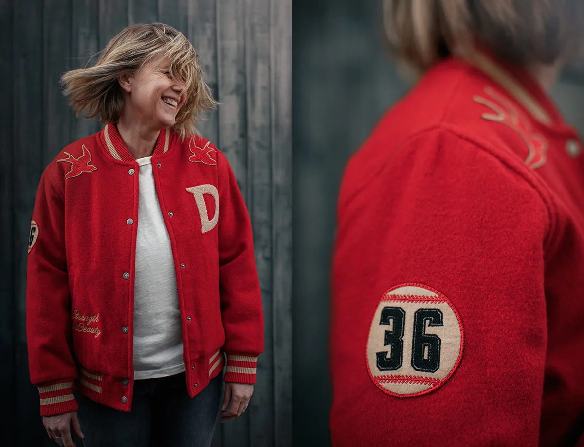 Damsons Nancy Baseball Jacket Vintage Red