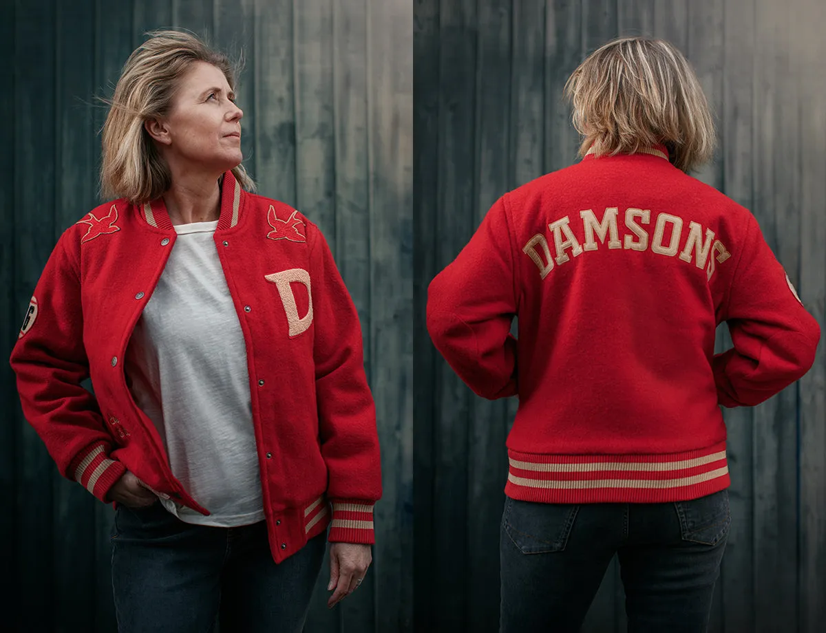 Damsons Nancy Baseball Jacket Vintage Red