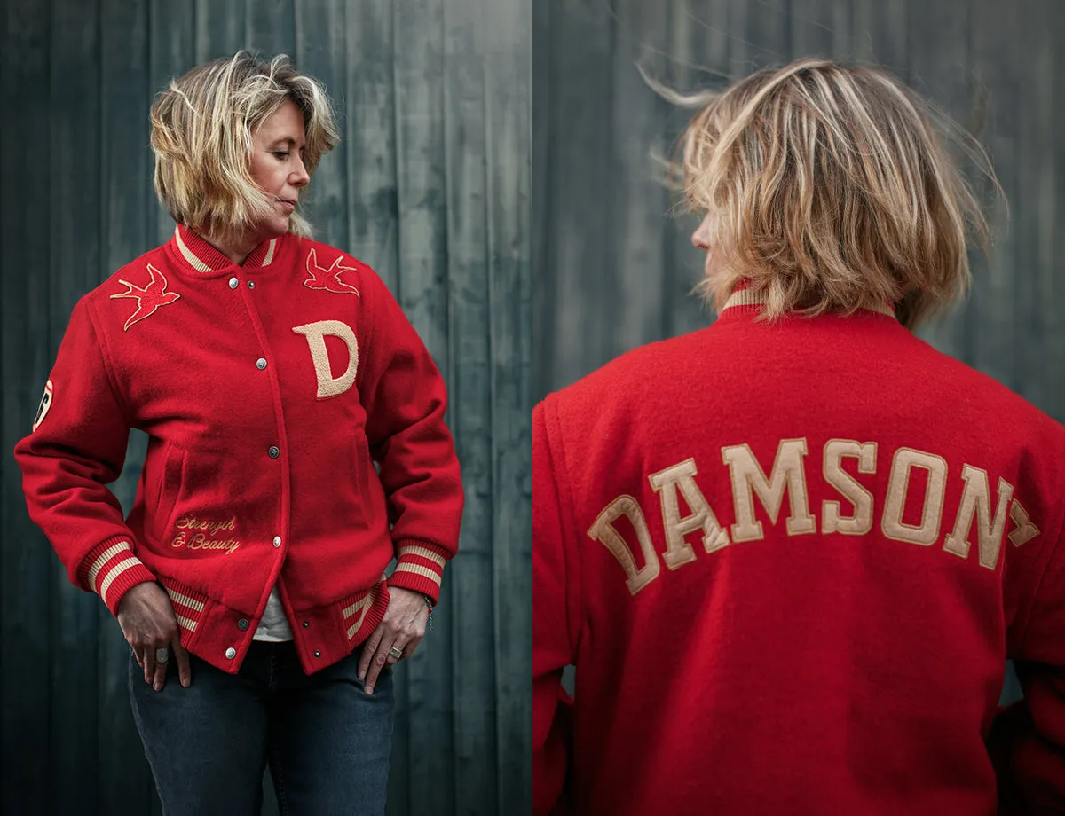 Damsons Nancy Baseball Jacket Vintage Red