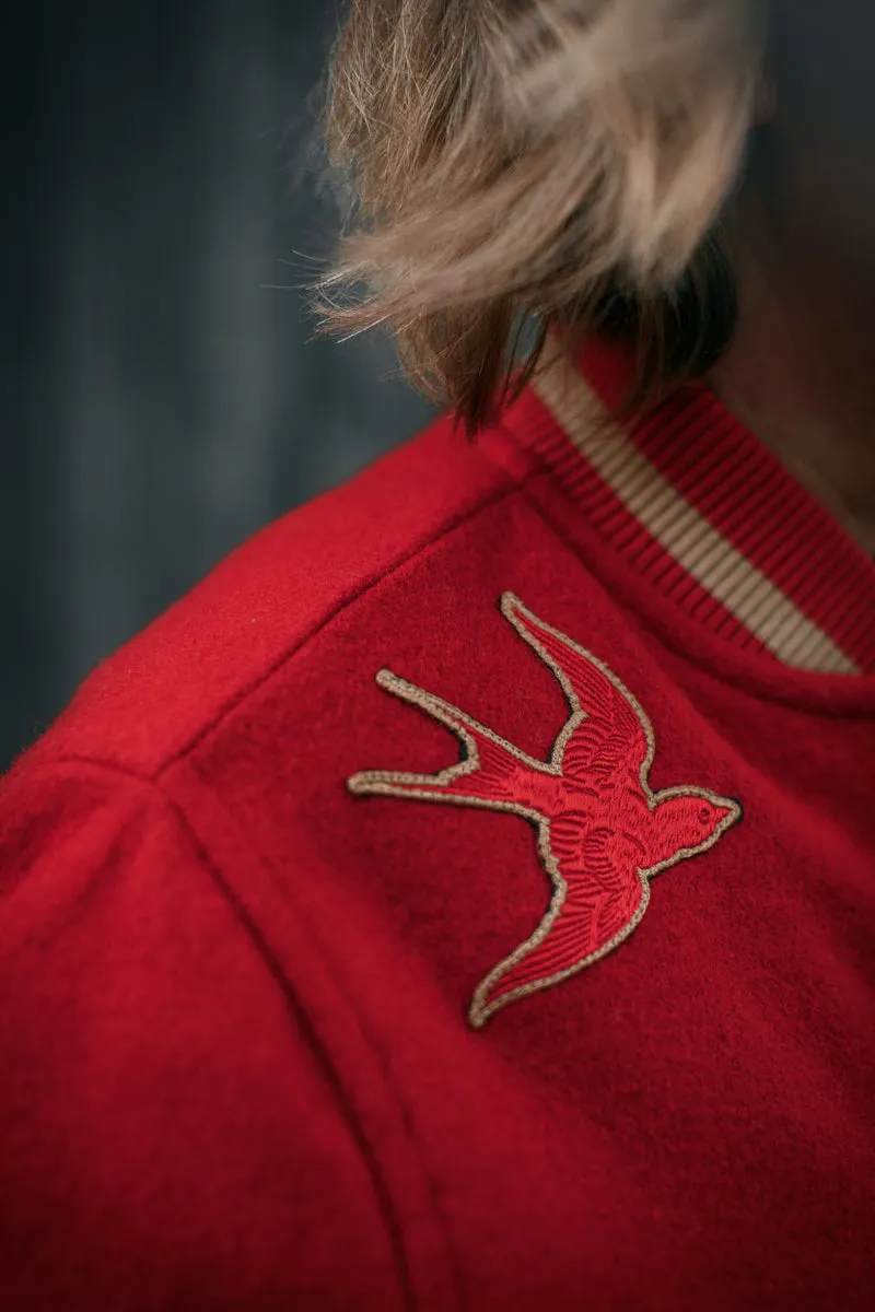 Damsons Nancy Baseball Jacket Vintage Red