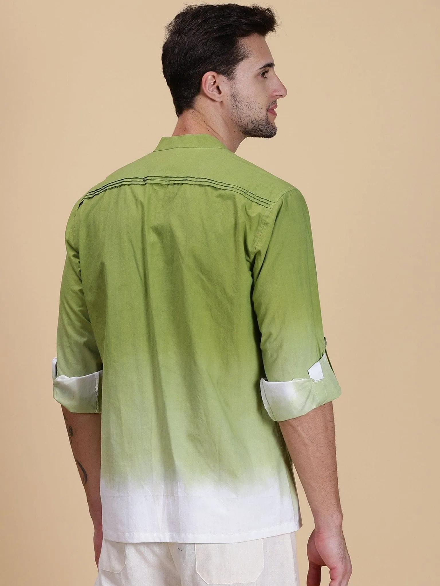 Double Dye Light Green  Men Shirt