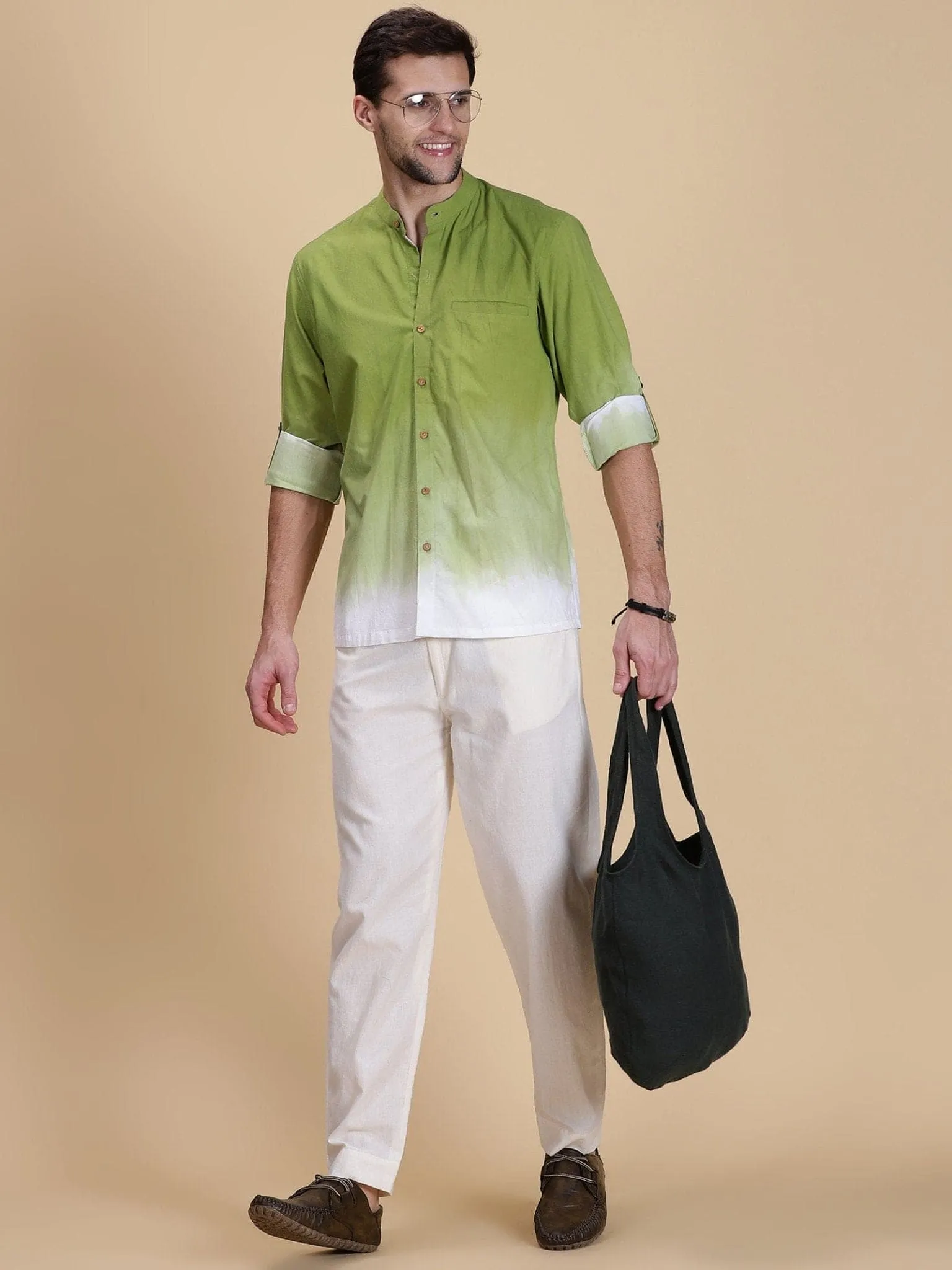 Double Dye Light Green  Men Shirt