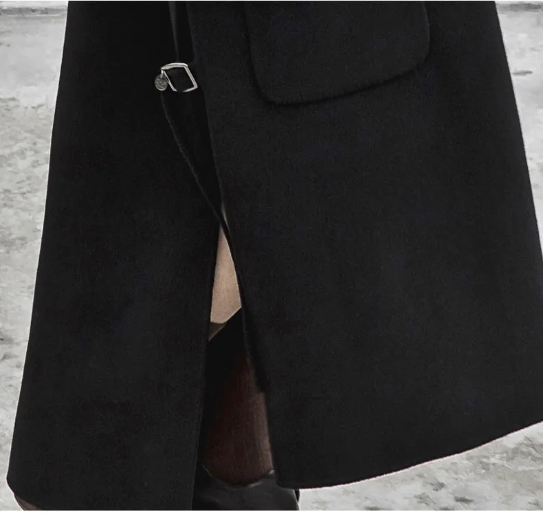 Handmade Double-sided Wool Coat Dress / Unisex Long Hedging Loose Fleece Dress