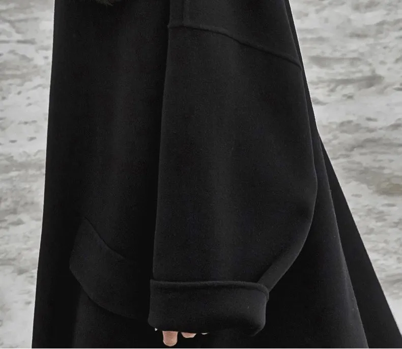 Handmade Double-sided Wool Coat Dress / Unisex Long Hedging Loose Fleece Dress