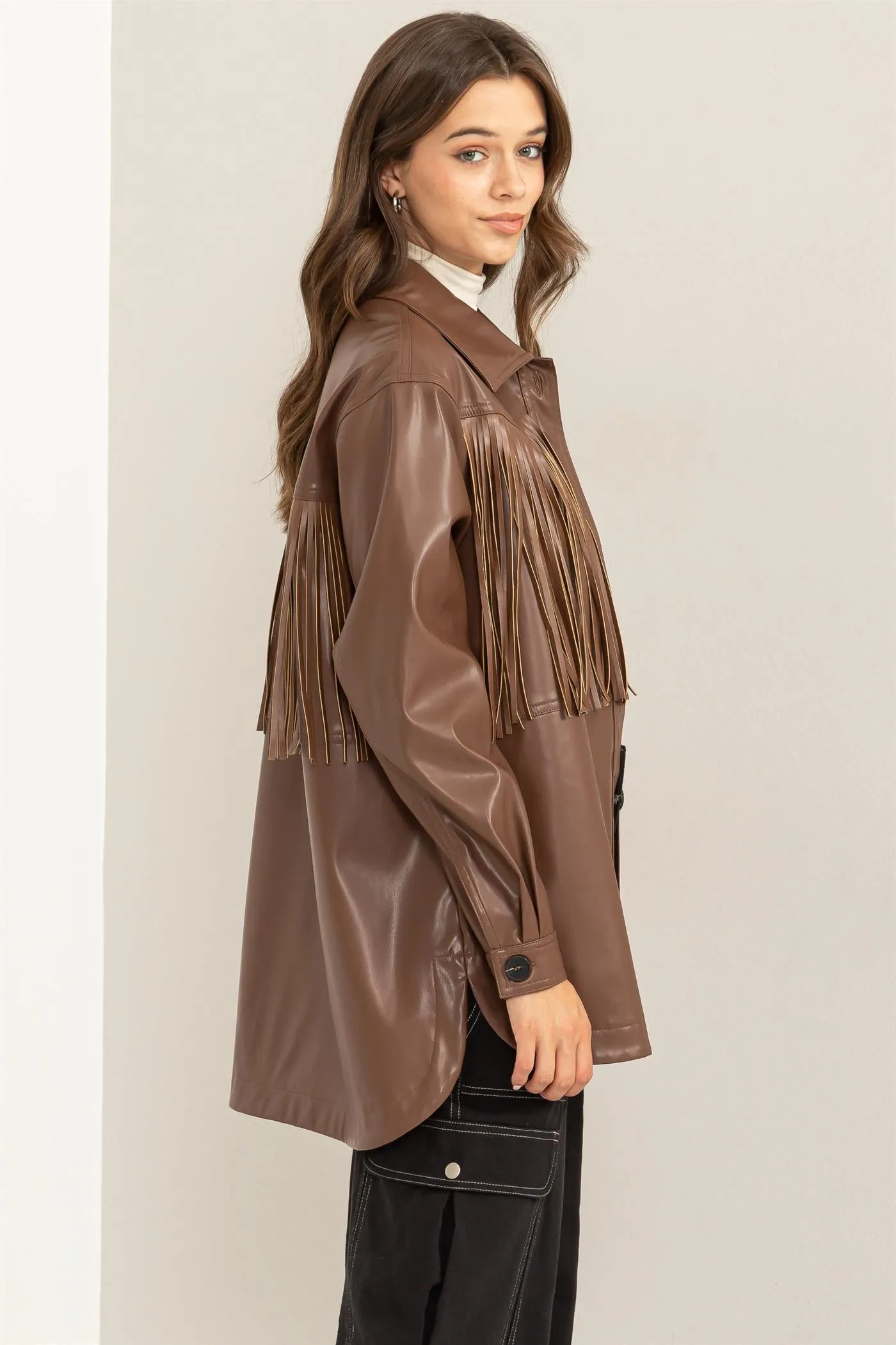 HF23G238-PU FRINGE SHACKET