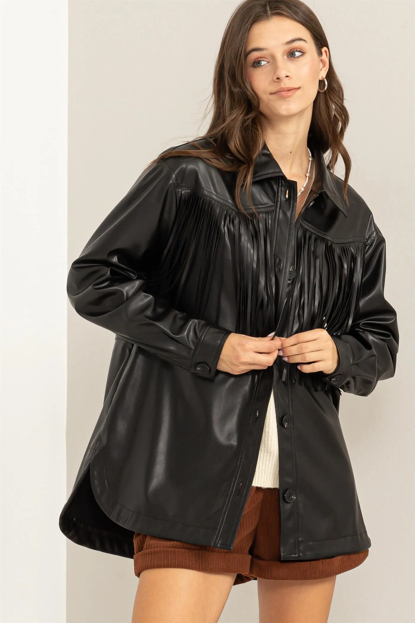 HF23G238-PU FRINGE SHACKET