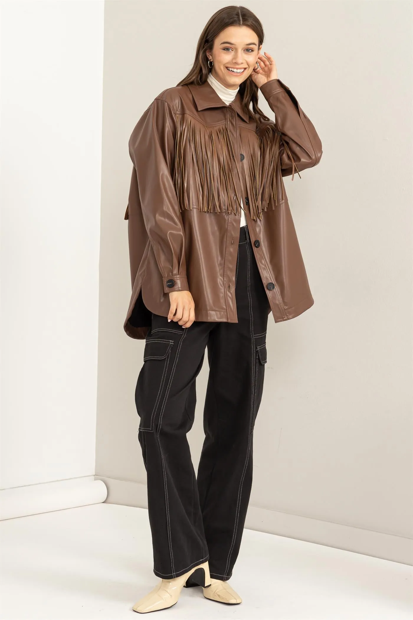 HF23G238-PU FRINGE SHACKET