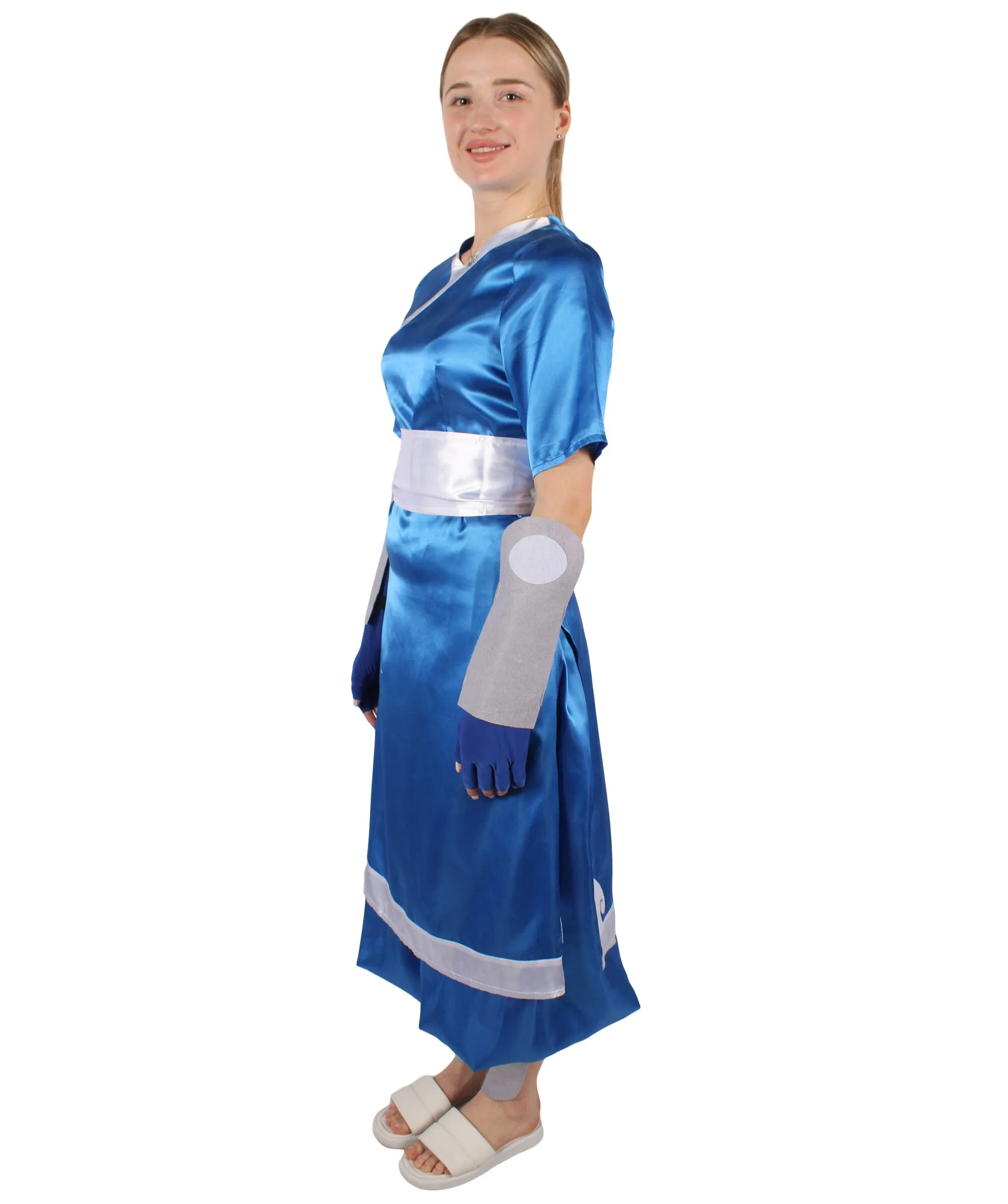 HPO Adult Women's American Anime Series Water Controller Blue & White Long Costume Set I Suitable for Halloween I Flame-retardant Synthetic Fabric