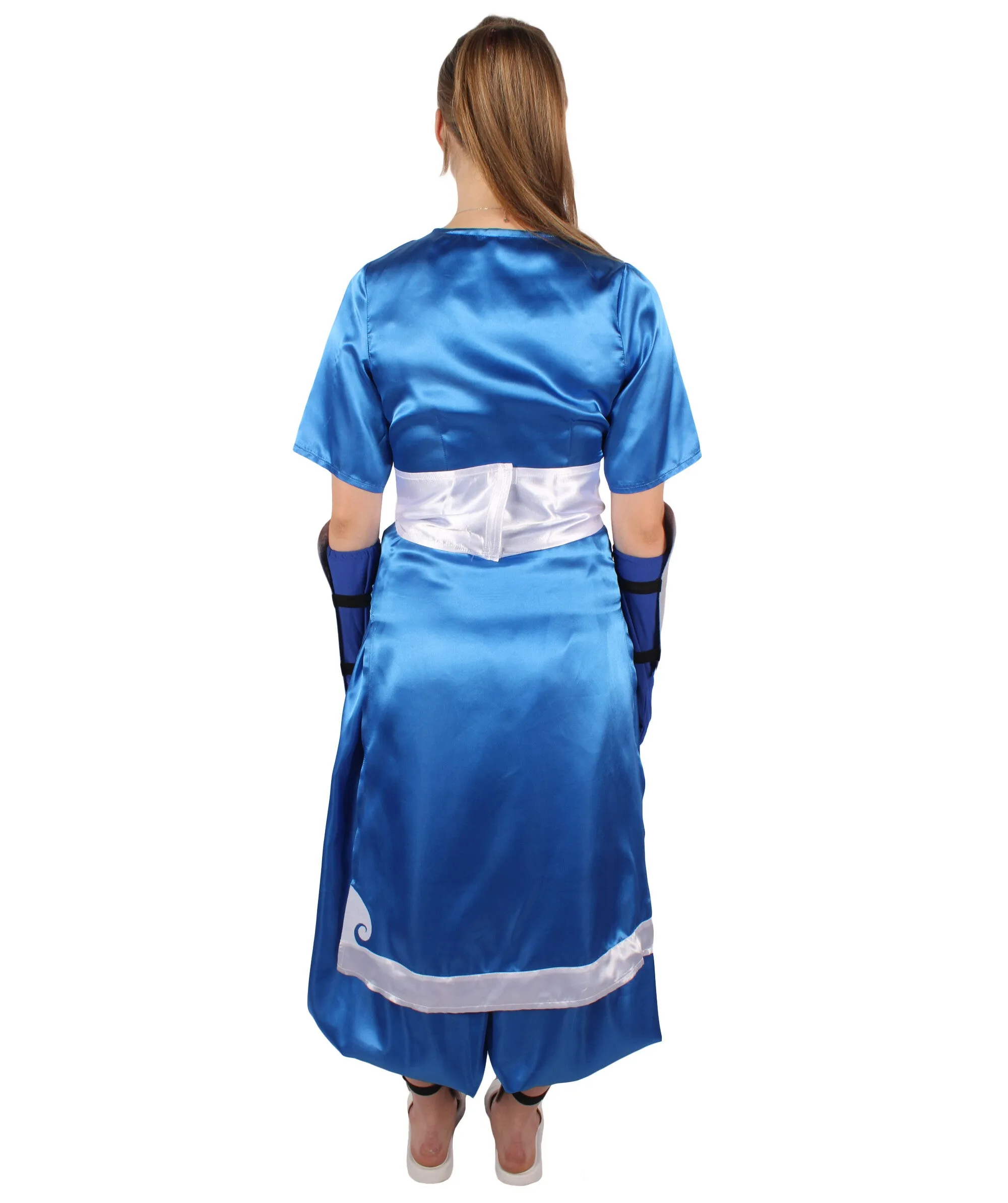 HPO Adult Women's American Anime Series Water Controller Blue & White Long Costume Set I Suitable for Halloween I Flame-retardant Synthetic Fabric