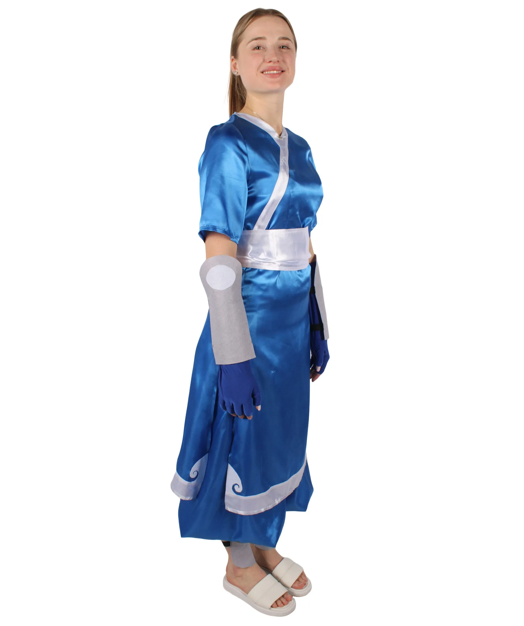 HPO Adult Women's American Anime Series Water Controller Blue & White Long Costume Set I Suitable for Halloween I Flame-retardant Synthetic Fabric