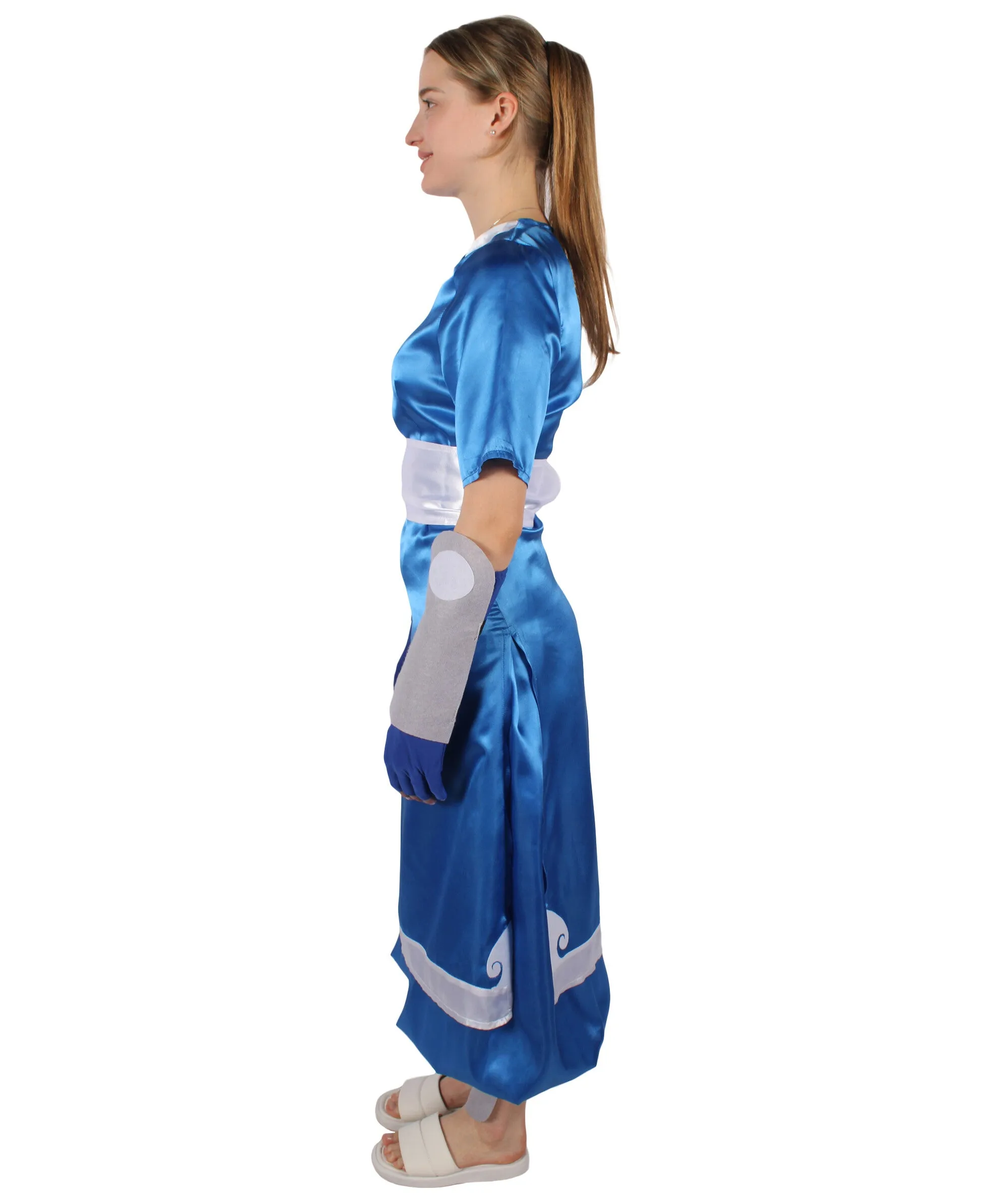 HPO Adult Women's American Anime Series Water Controller Blue & White Long Costume Set I Suitable for Halloween I Flame-retardant Synthetic Fabric