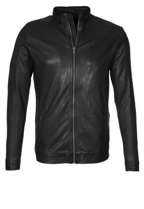 Leather Jackets Hub Mens Genuine Lambskin Leather Jacket (Black, Classic Jacket) - 1501279
