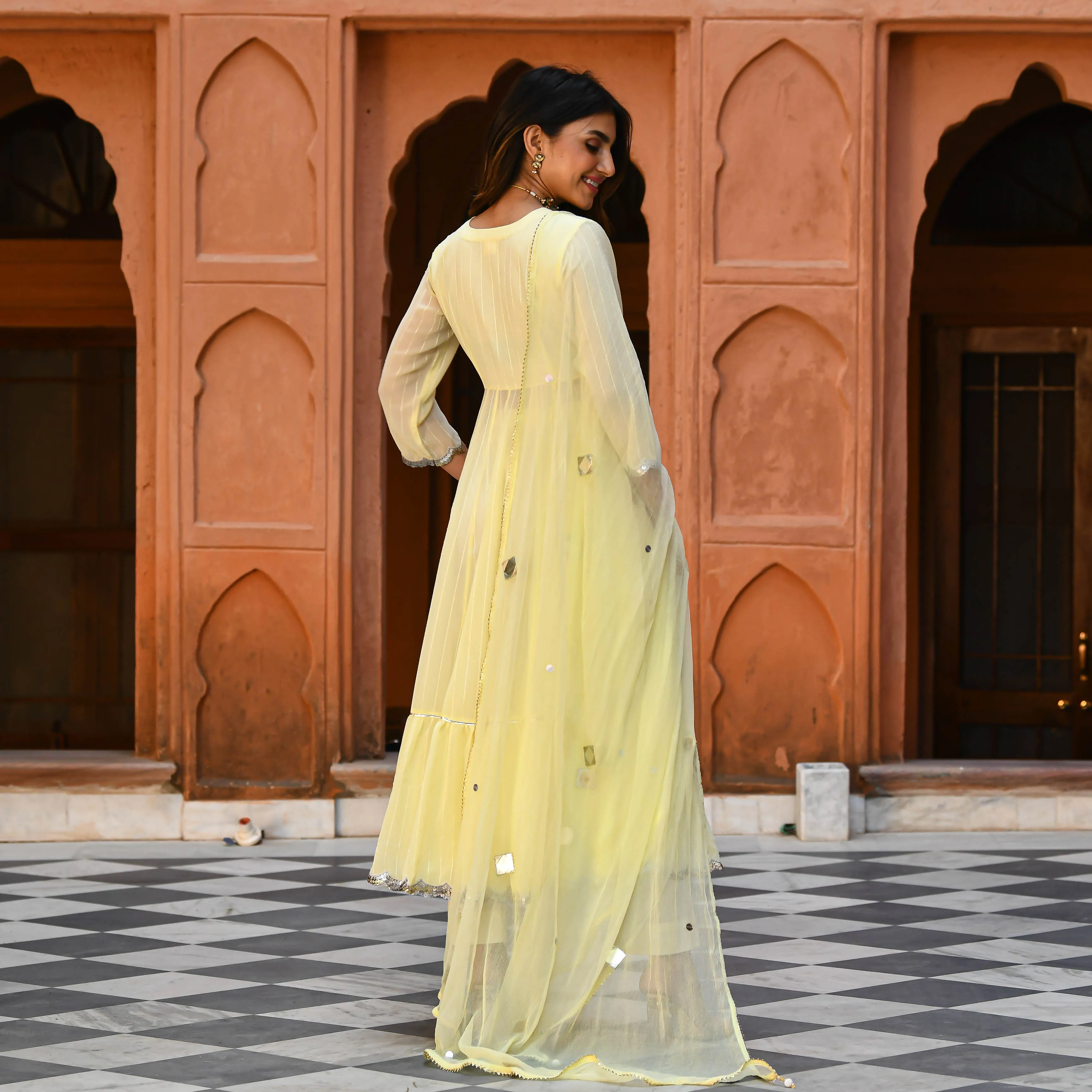 Light Yellow Sequin Salwar Suit