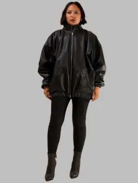 Oversized Nappa Leather Jacket (Black)