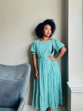The Frankie Nursing Smock Dress - Aqua Panther