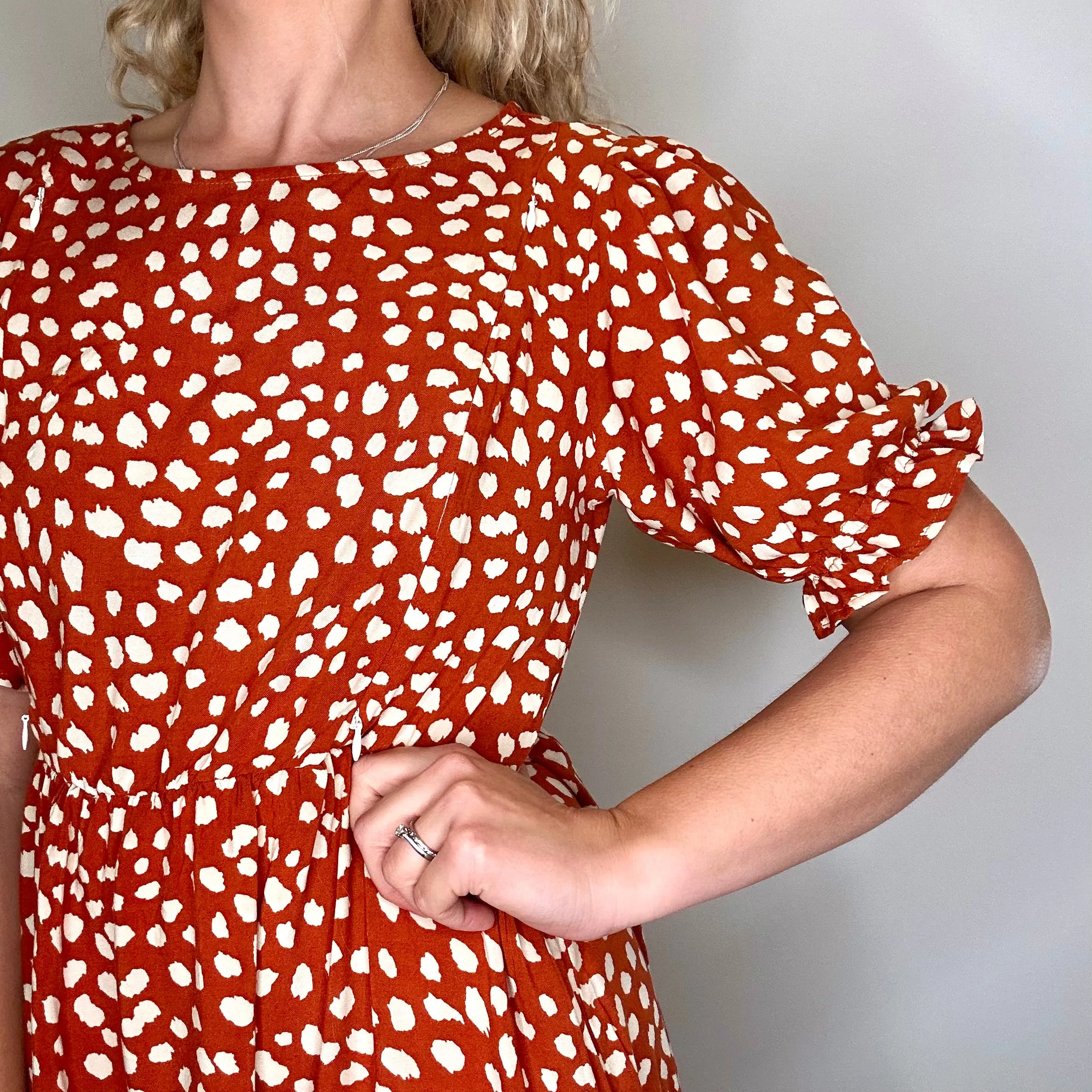 The Frankie Nursing Smock Dress - Aqua Panther