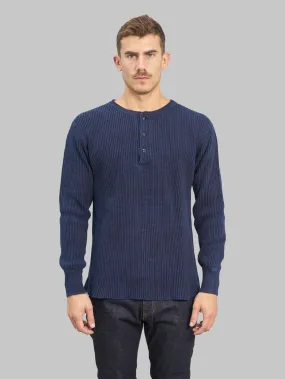 UES Thermal Big Waffle Henley T-Shirt Indigo