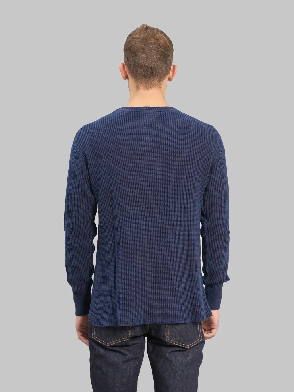 UES Thermal Big Waffle Henley T-Shirt Indigo