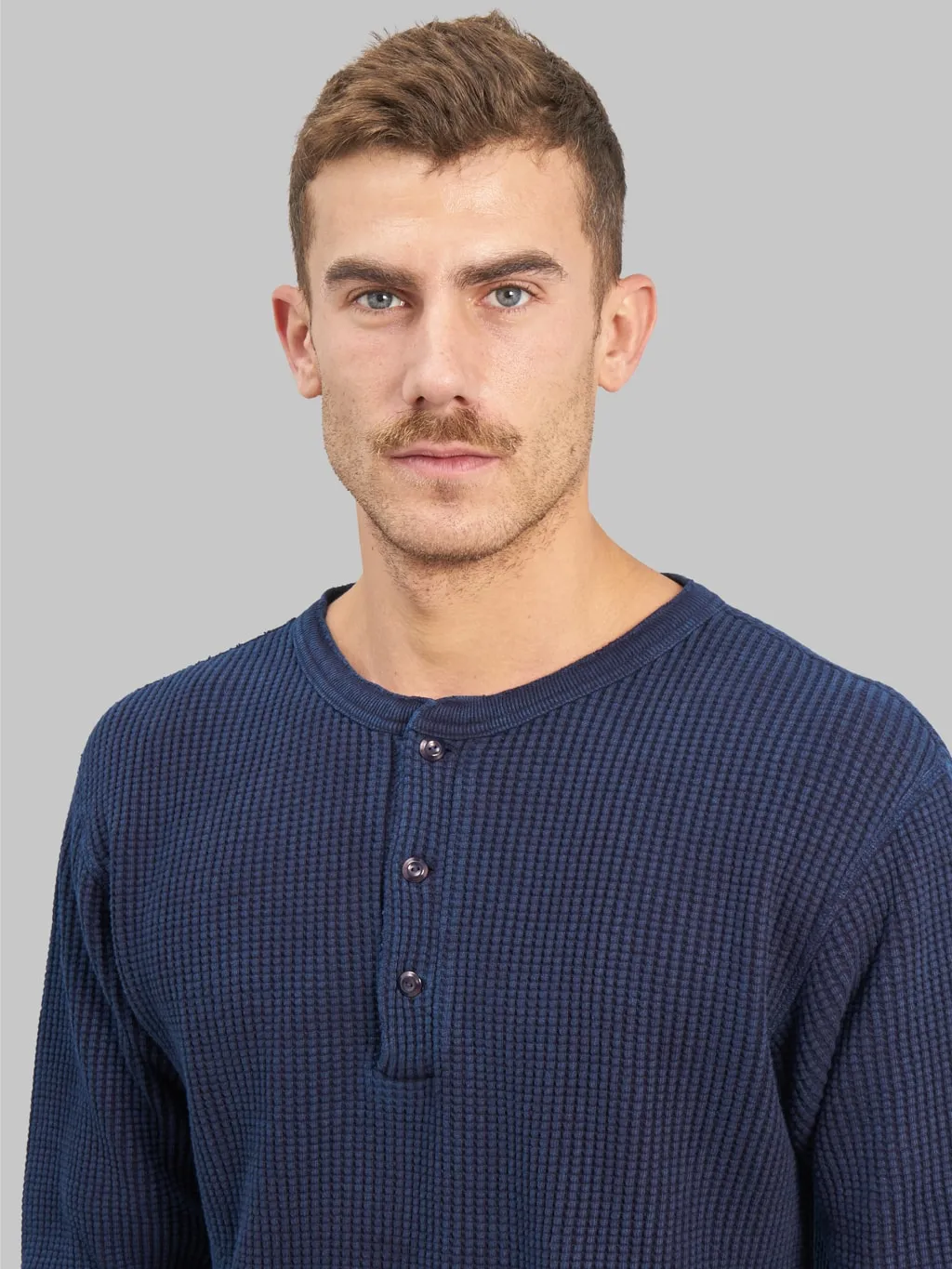 UES Thermal Big Waffle Henley T-Shirt Indigo