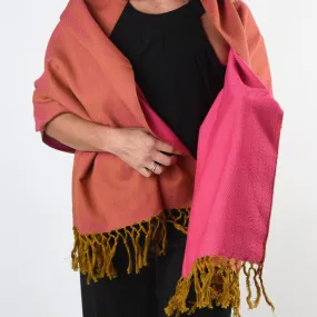 Vibrant Shawl | Mustard & Hot Pink