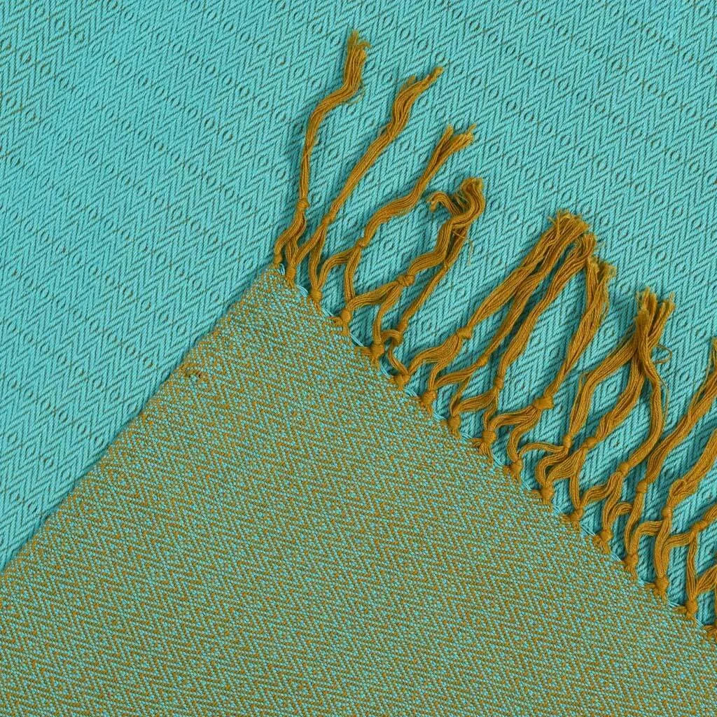 Vibrant Shawl | Mustard & Turquoise