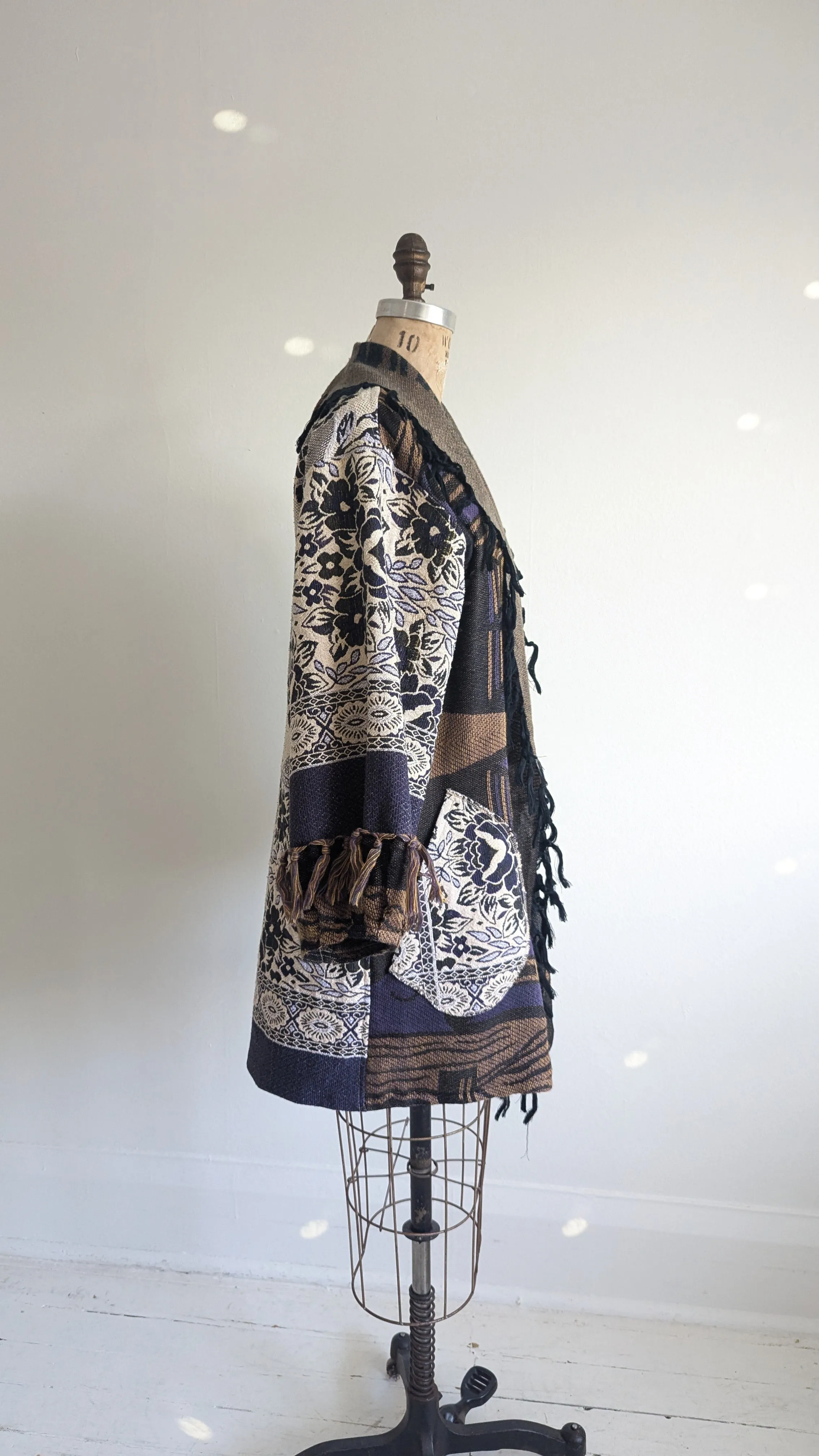 Vivianne Jacket with Upcycled Throw Blankets M/L #VIVT4