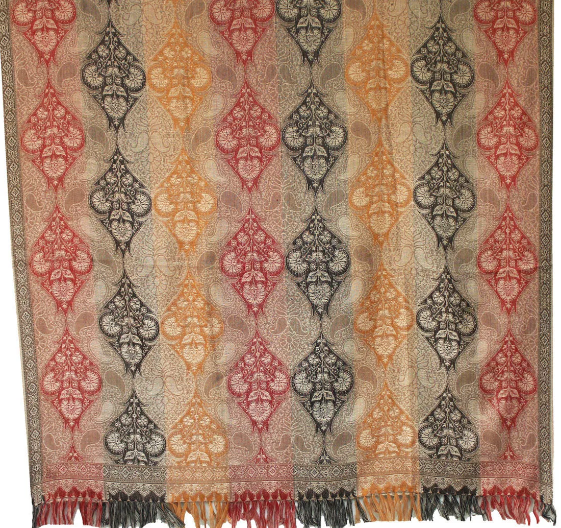Wool Jamawar Shawl Scarves Womens Indian Clothing (82 x 42 inches)