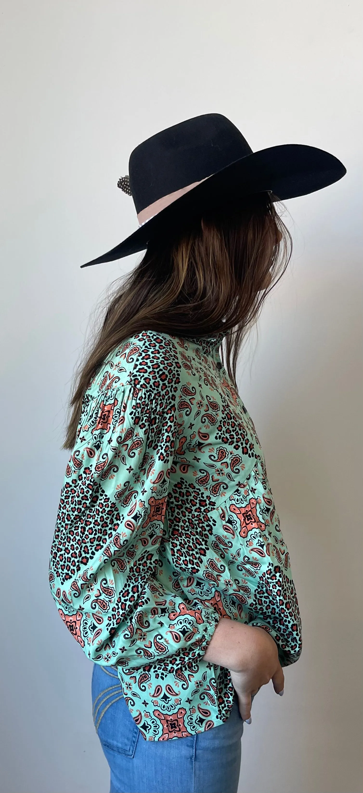 Wrangler Printed Turquoise Top
