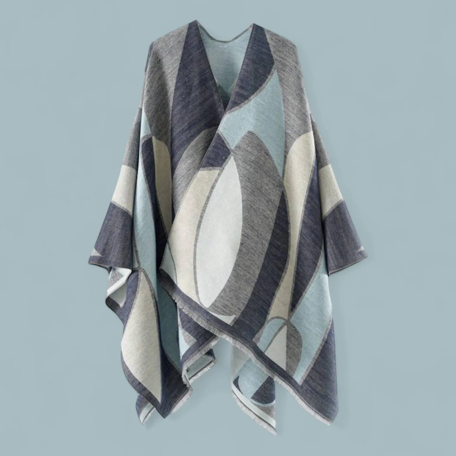 WRAP Warm Patterned Plaid Geometric Cape Shawl